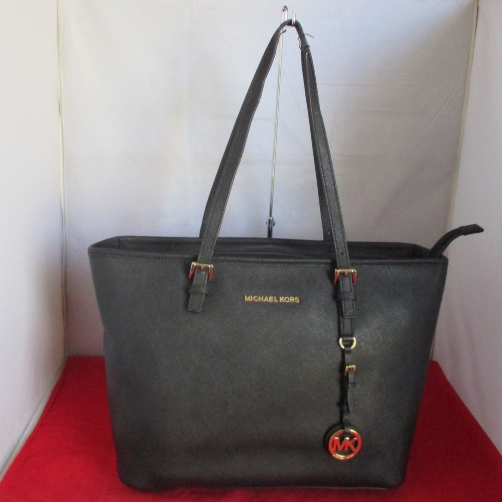Michael Kors Jet Set E / W Top Zip Tote, Shoulder Bag Satchel $278 Black #042